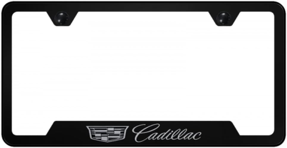 Au-TOMOTIVE GOLD INC. Officially Licensed Laser Etched Stainless Steel Cut-Out License Frame for Cadillac (Black)