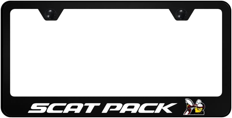 Au-TOMOTIVE GOLD, INC. Officially Licensed UV Print Logo on Black Polycarbonate License Plate Frame for Scat Pack