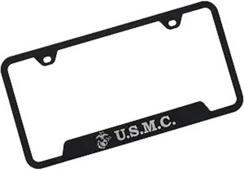 Au-TOMOTIVE GOLD, INC. Officially Licensed Laser Etched Logo License Frame for U.S. Marine Corps. (Rugged Black)