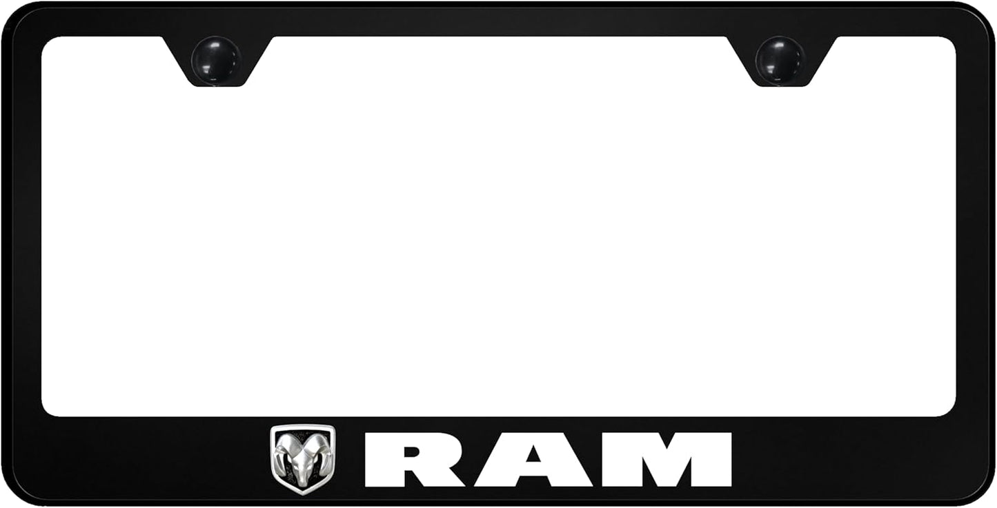 Au-TOMOTIVE GOLD INC. UV Print Logo on Black Polycarbonate License Plate Frame for Dodge Ram