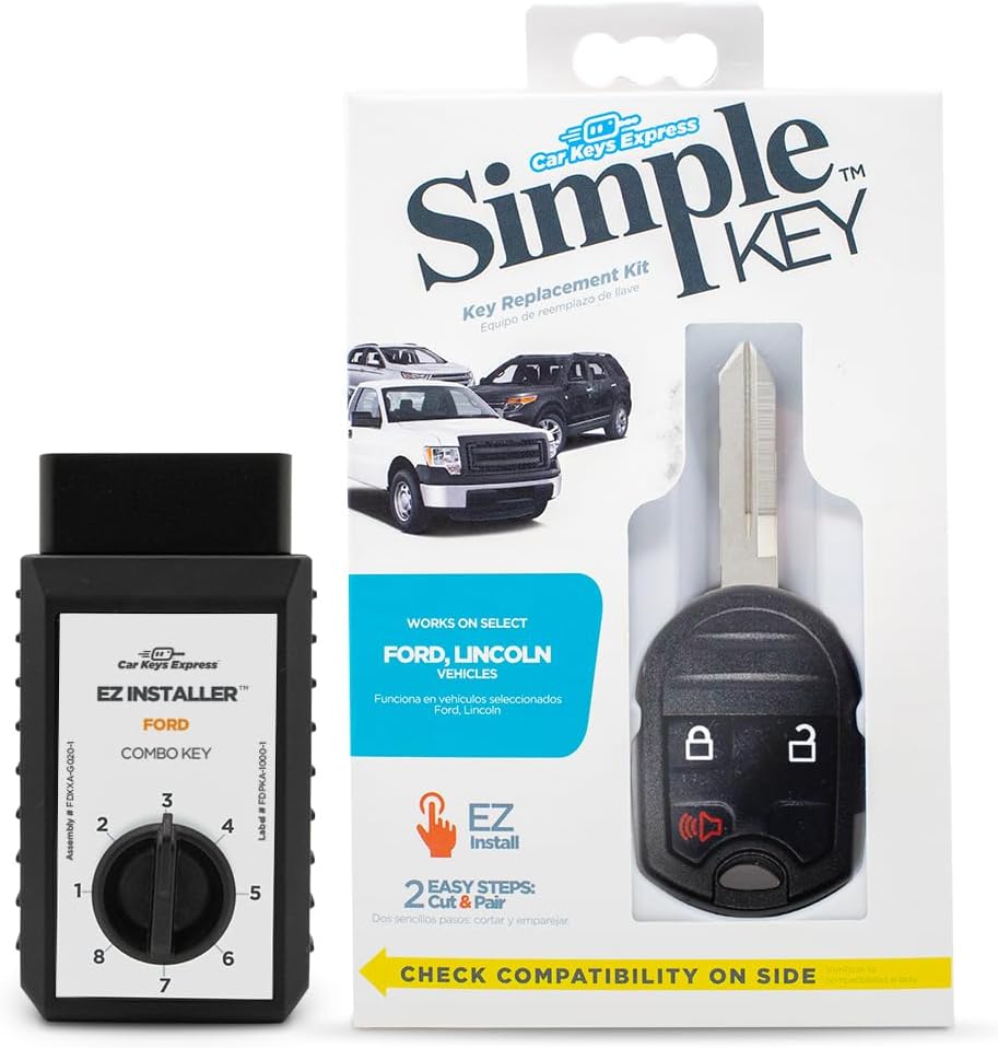 Simple Key, Key Fob and Key Programmer 3 Button Keypads, Key Replacement Remote Kit, Simple Key Programmer for Ford and Lincoln