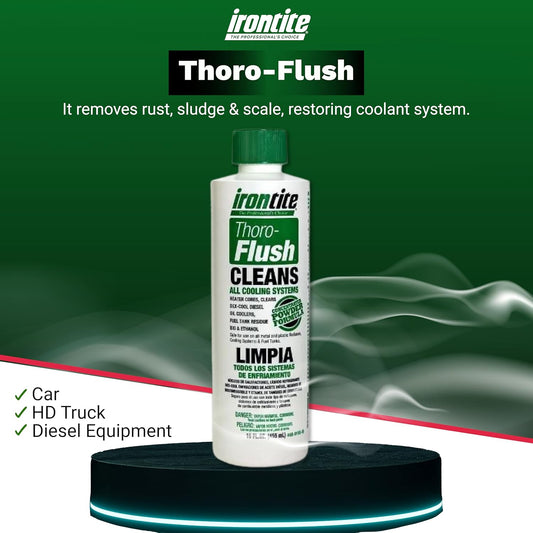 Irontite Thoro-Flush Coolant System Cleaner - Removes Rust, Scale, Oil, Sludge & Gelled Dex-Cool - 16oz Powder - Cleans Cooling Systems, Restores Coolant Flow, Safe for Cast Iron, Aluminum & Plastic