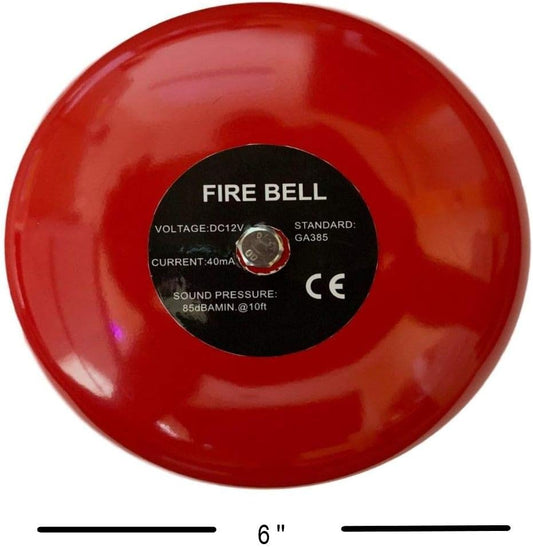 Safeguard Supply Fire Alarm Bell - 6 Inches Ringing Bell - 12 Volt DC Bell Can Be Used As an Extra Loud Doorbell, Chime Alarm Or Multi Purpose Bell. Can Be Wired Into Any Device with 12VDC Output