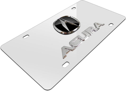 Au-Tomotive Gold, INC. Acura Chrome Logo + Name On Polished License Plate