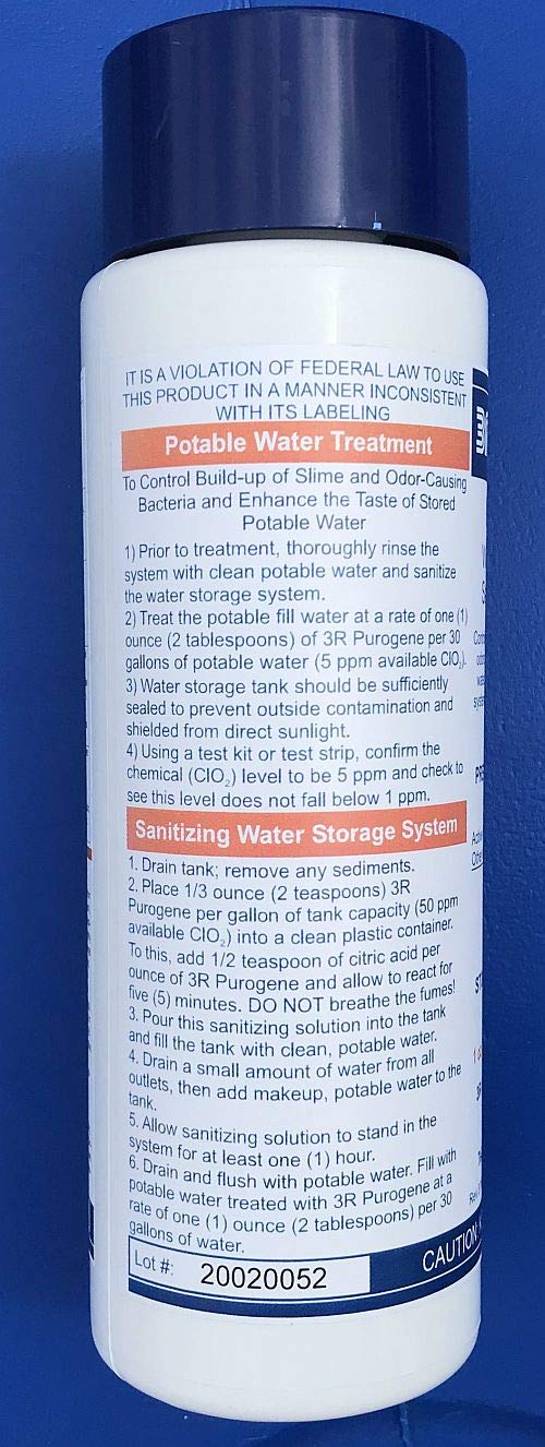 BayTec 16oz Purogene Drinking Water Treatment and Water System Sanitizer. in Water Sanitizes and Water Storage Systems, Provides for Long-Term Storage of Drinking Water