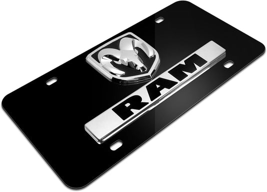 Au-TOMOTIVE GOLD, INC. Officially Licensed Dual OEM Logo License Plate for RAM (Black)