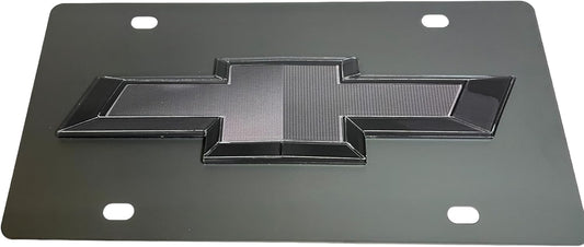 Eurosport Daytona- Compatible/Replacement for 2019- Current, Black Chevrolet Bowtie Carbon Steel License Plate