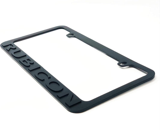 Jeep Rubicon Stealth Blackout License Plate Frame - Black with Black Script Logo