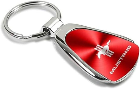 AU-TOMOTIVE GOLD, INC. Officially Licensed Red Teardrop Key Chain for Ford Mustang Tri-Bar