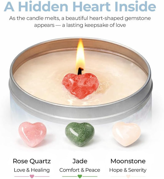 Pet Perennials Cat Memorial Candle – Healing Hearts Soy Wax with Hidden Keepsake Stone & Sympathy Card – Lavender Chamomile Pet Memorial Candle for Remembrance – Grief Gifts for Cat Lovers
