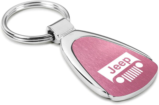 Au-Tomotive Gold, Inc. Officially Licensed Pink Teardrop Key Chain for Jeep Grille