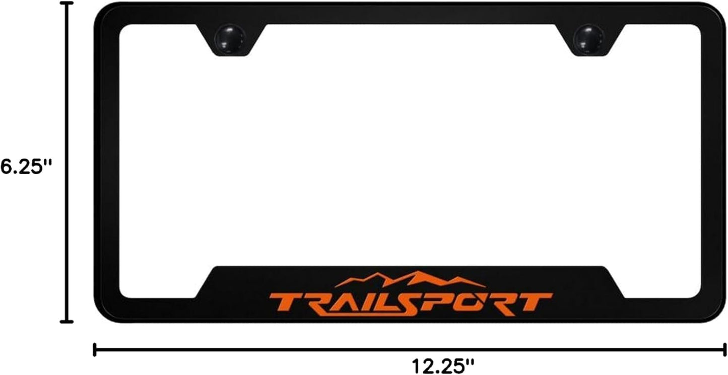 Au-TOMOTIVE GOLD, INC. Officially Licensed UV Printed Logo on Black Polycarbonate Notched License Plate Frame for Honda Trailsport (Orange)