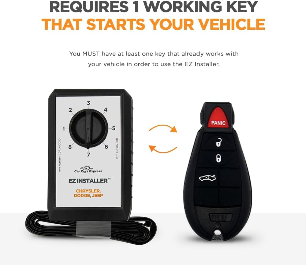 Simple Key Fob and Programmer with Interchangeable 4-Button Keypads, Key Replacement Kit for Car Remote Start and Keyless Entry