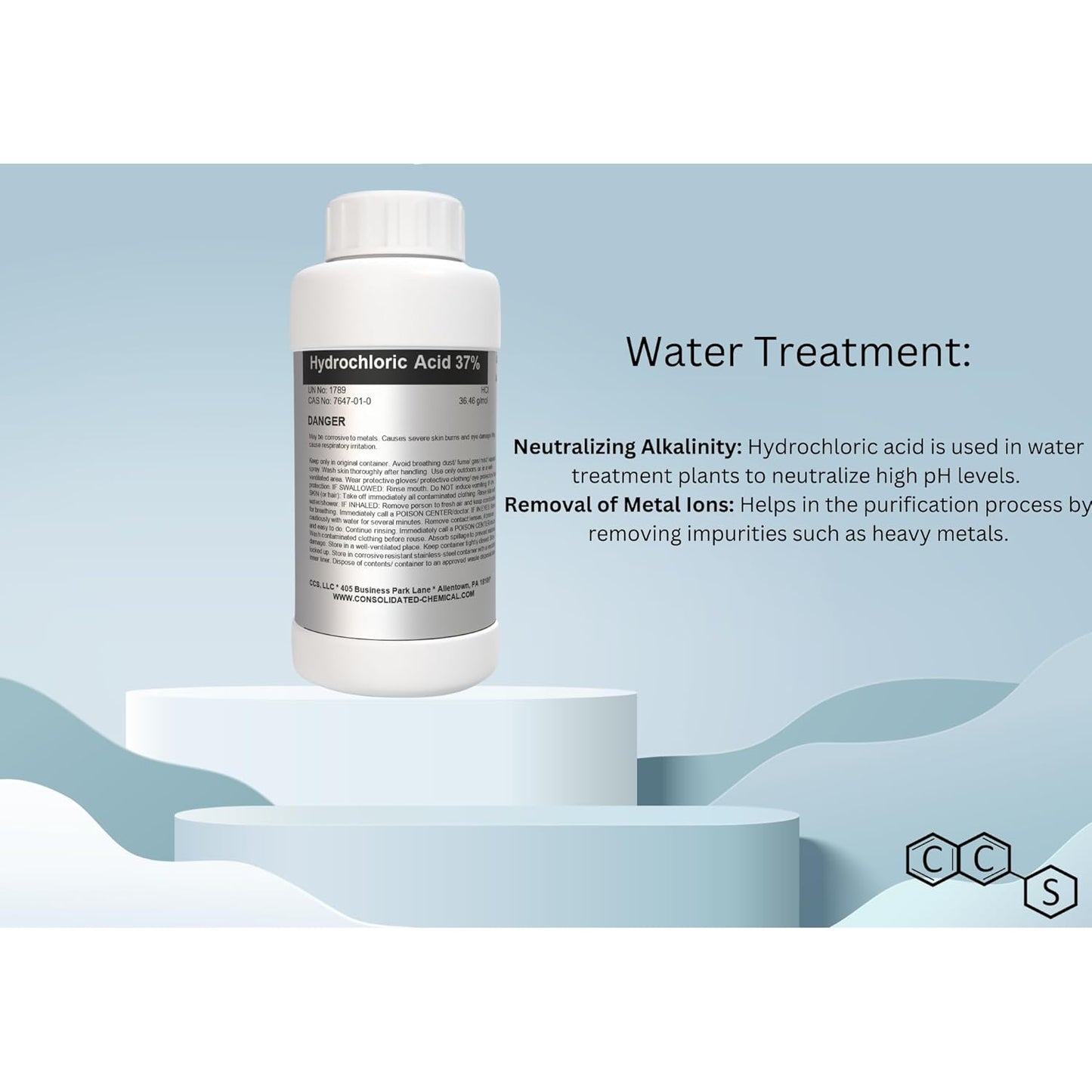 Hydrochloric Acid 37% Premium High Purity ACS Reagent Grade - New Tamper-Evident Sealed Bottles -1000mL (32oz)