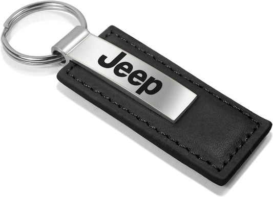 Au-Tomotive Gold, Inc. Leather Key Fob Compatible with Jeep (Black)