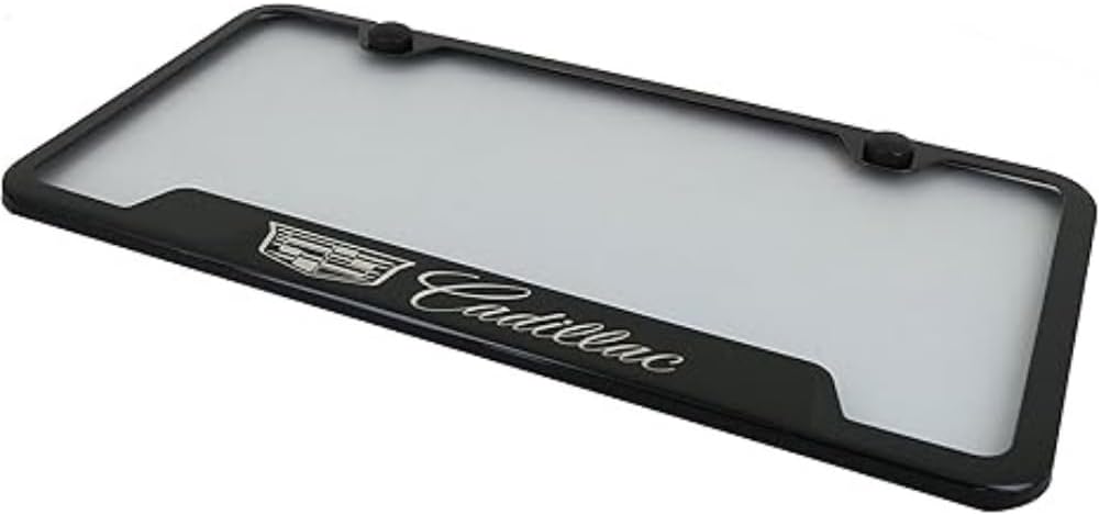 Au-TOMOTIVE GOLD INC. Officially Licensed Laser Etched Stainless Steel Cut-Out License Frame for Cadillac (Black)