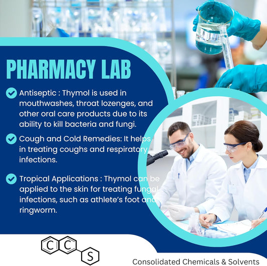 CCS CONSOLIDATED CHEMICAL & SOLVENTS Thymol Crystals High Purity Aroma Compound 25g