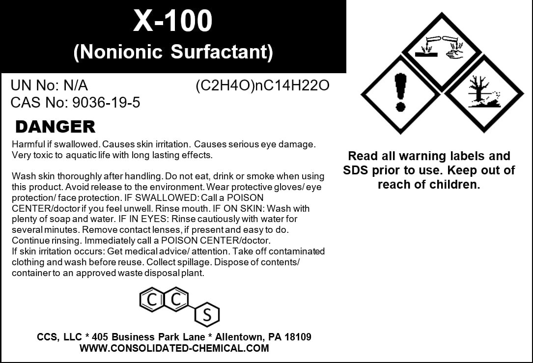 X-100 (Nonionic Surfactant) | Premium-Quality Laboratory and Industrial Grade Cleaning Surfactant - 100mL (3.3 Fl Oz)