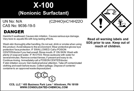 X-100 (Nonionic Surfactant) | Premium-Quality Laboratory and Industrial Grade Cleaning Surfactant - 100mL (3.3 Fl Oz)