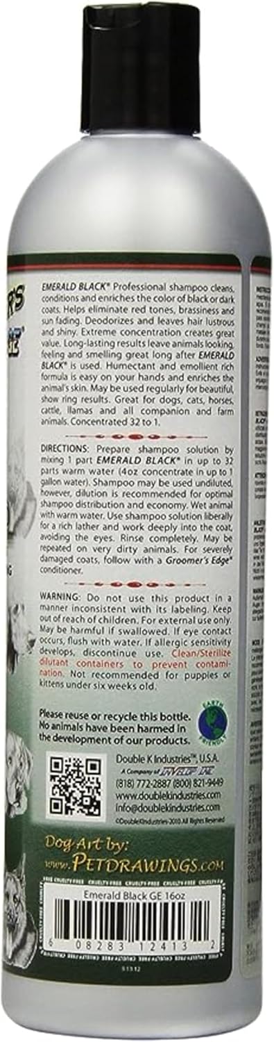 Groomers Edge Emerald Black Dog and Cat Shampoo, 16-Ounce