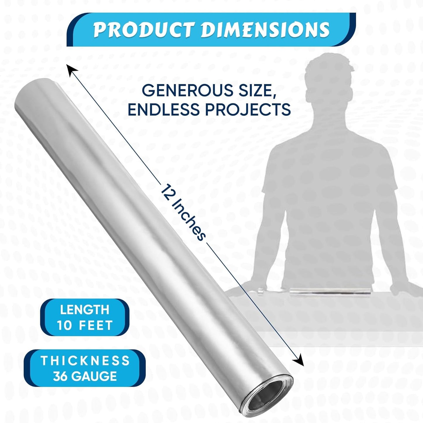St. Louis Crafts Aluminum Metal Foil Roll, 36 Gauge, 12" x 10', Durable Foil for DIY and Crafting Projects