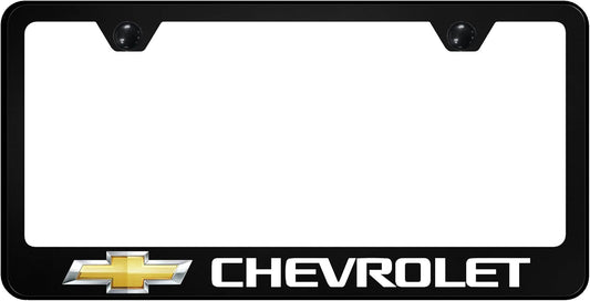 Au-TOMOTIVE GOLD INC. Officially Licensed UV Print Logo on Black Polycarbonate License Plate Frame for Chevy