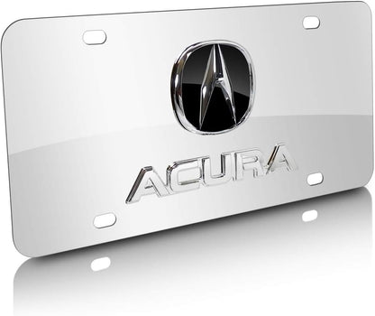 Au-Tomotive Gold, INC. Acura Chrome Logo + Name On Polished License Plate