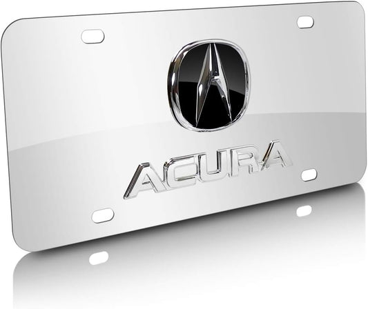 Au-Tomotive Gold, INC. Acura Chrome Logo + Name On Polished License Plate