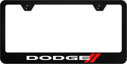 Au-TOMOTIVE GOLD INC. Officially Licensed UV Print Black Polycarbonate License Plate Frame for Dodge Stripe