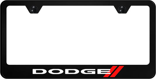 Au-TOMOTIVE GOLD INC. Officially Licensed UV Print Black Polycarbonate License Plate Frame for Dodge Stripe