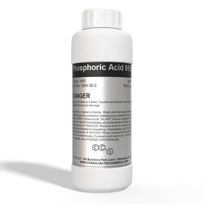 Phosphoric Acid 85% - High Purity Industrial Grade - Premium Multi-Purpose Use for Cleaning, Etching, Rust Removal, and More. (500mL)