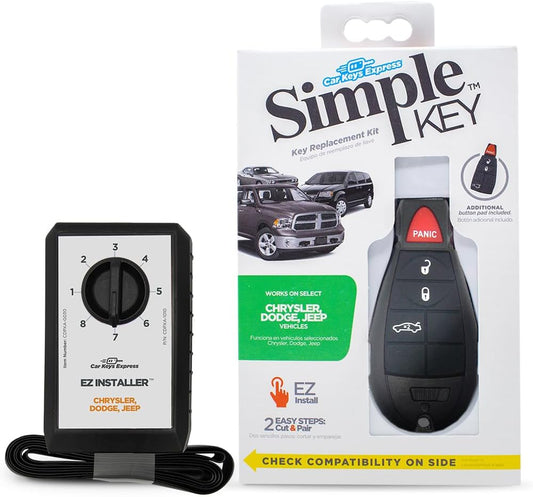 Simple Key Fob and Programmer with Interchangeable 4-Button Keypads, Key Replacement Kit for Car Remote Start and Keyless Entry