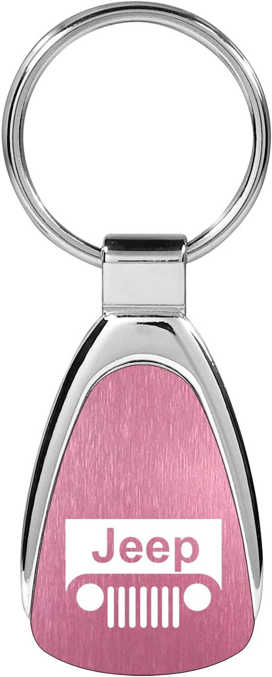 Au-Tomotive Gold, Inc. Officially Licensed Pink Teardrop Key Chain for Jeep Grille