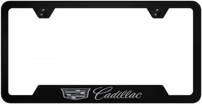 Au-TOMOTIVE GOLD INC. Officially Licensed Laser Etched Stainless Steel Cut-Out License Frame for Cadillac (Black)
