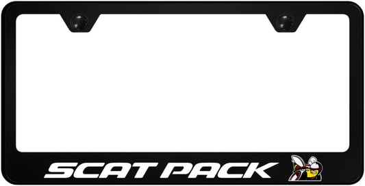 Au-TOMOTIVE GOLD, INC. Officially Licensed UV Print Logo on Black Polycarbonate License Plate Frame for Scat Pack
