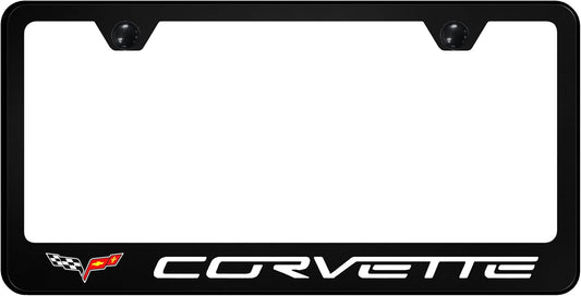 Au-TOMOTIVE GOLD INC. UV Print Logo on Black Polycarbonate License Plate Frame for Chevy Corvette C6