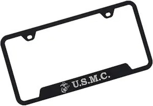 Au-TOMOTIVE GOLD, INC. Officially Licensed Laser Etched Logo License Frame for U.S. Marine Corps. (Rugged Black)