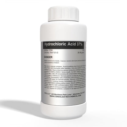 Hydrochloric Acid 37% Premium High Purity ACS Reagent Grade - New Tamper-Evident Sealed Bottles -1000mL (32oz)