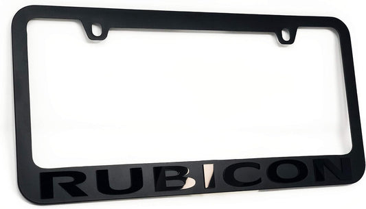 Jeep Rubicon Stealth Blackout License Plate Frame - Black with Black Script Logo