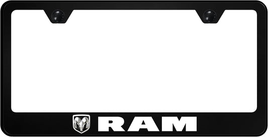 Au-TOMOTIVE GOLD INC. UV Print Logo on Black Polycarbonate License Plate Frame for Dodge Ram