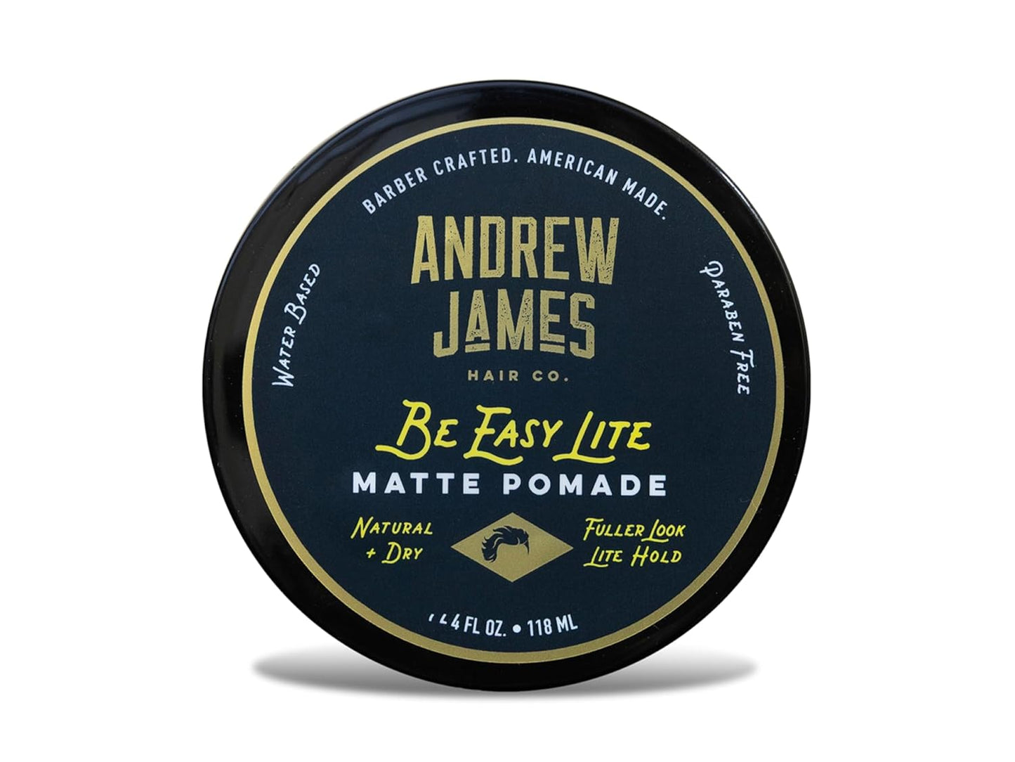ANDREW JAMES Matte Pomade 4 Ounce | BE EASY LITE | Natural Matte Look| Medium Hold Pomade | Sulfate Free | Provides A Fuller Look For Your Hair | Made For Men And Women