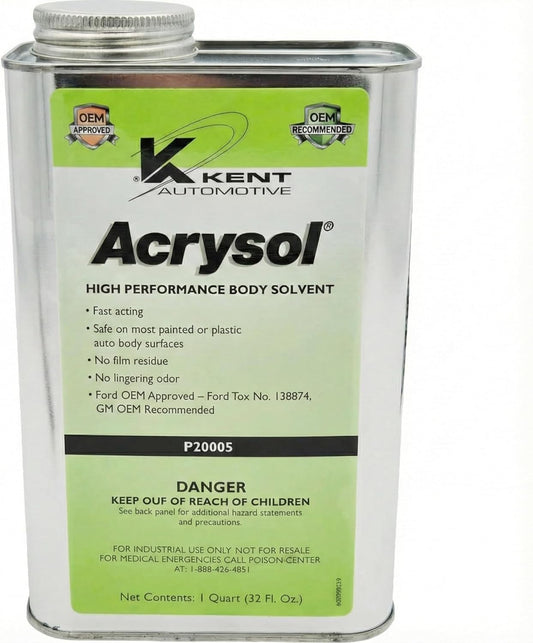 Kent ACRYSOL Body Solvent, Professional-Grade Surface Cleaner for Automotive Paint Prep – Fast-Acting Wax, Grease & Adhesive Remover, 1 Qt