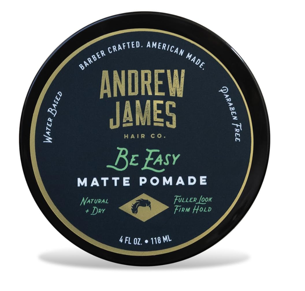 ANDREW JAMES Be Easy | Cream Pomade | Firm Strong Hold | Natural Matte Finish | 4 Ounce