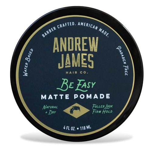 ANDREW JAMES Be Easy | Cream Pomade | Firm Strong Hold | Natural Matte Finish | 4 Ounce