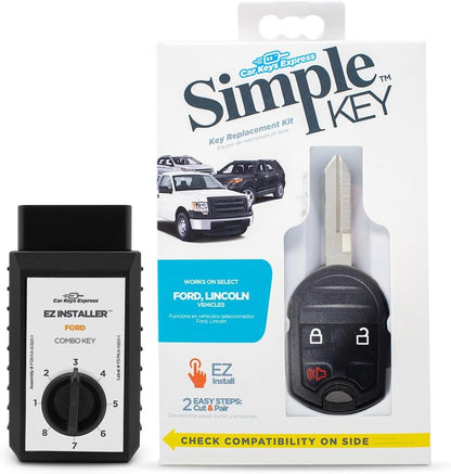 Simple Key, Key Fob and Key Programmer 3 Button Keypads, Key Replacement Remote Kit, Simple Key Programmer for Ford and Lincoln