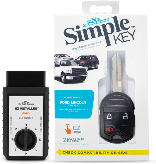 Simple Key, Key Fob and Key Programmer 3 Button Keypads, Key Replacement Remote Kit, Simple Key Programmer for Ford and Lincoln