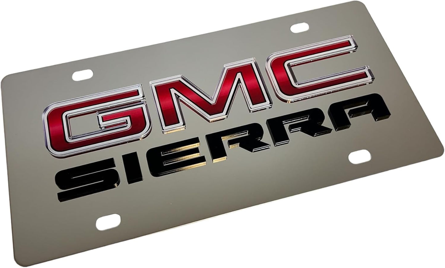 Eurosport Daytona- Compatible with -, GMC Sierra Badge -Stainless Steel License Plate