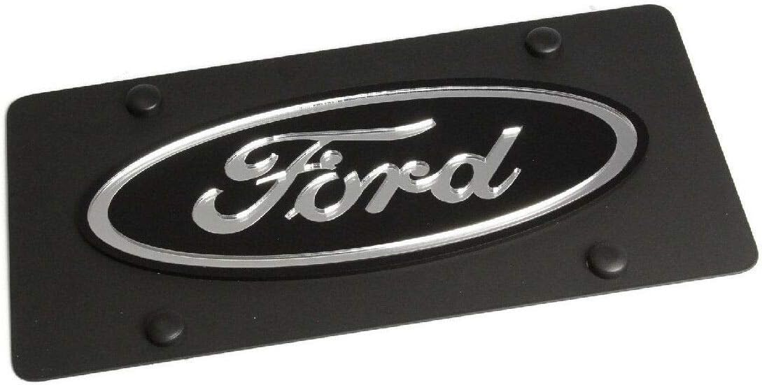 Stainless Steel Black Ford Black Mirror Logo License Plate Frame 3D Novelty Tag