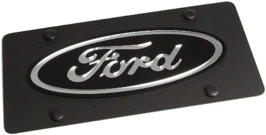 Stainless Steel Black Ford Black Mirror Logo License Plate Frame 3D Novelty Tag