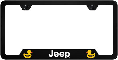 Au-TOMOTIVE GOLD, INC. Officially Licensed UV Print on Black Polycarbonate Notched License Plate Frame for Jeep Duck